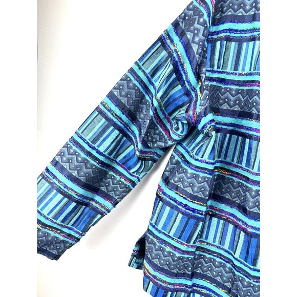Vintage Chicos Design Women Jacket XL Blue Artsy Tribal Colorful Y2K Button Boho - Picture 4 of 8